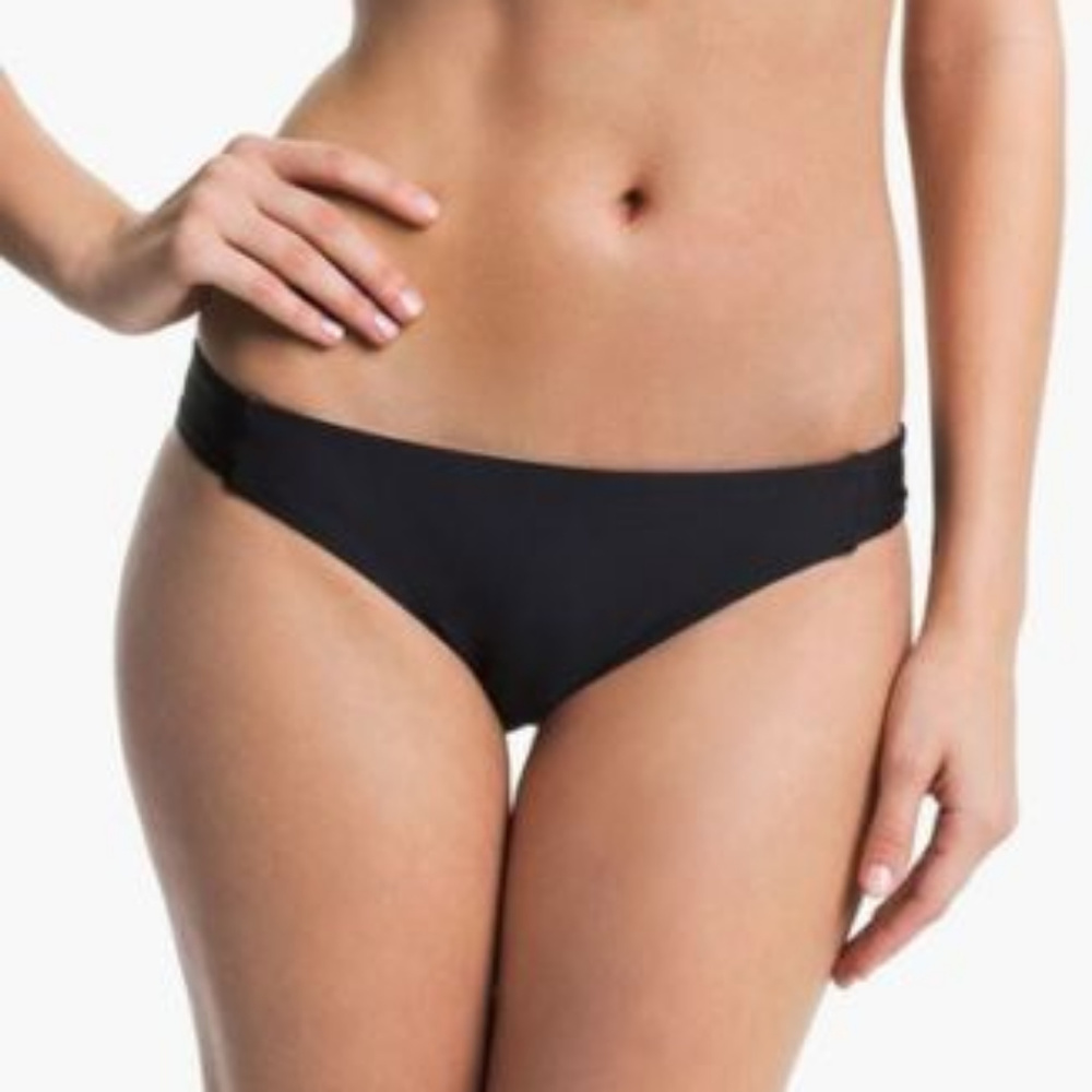 LUXE LISA VOGEL Side Tab Hipster Bikini SWIM Bottoms BLACK SIZE 12 NWT